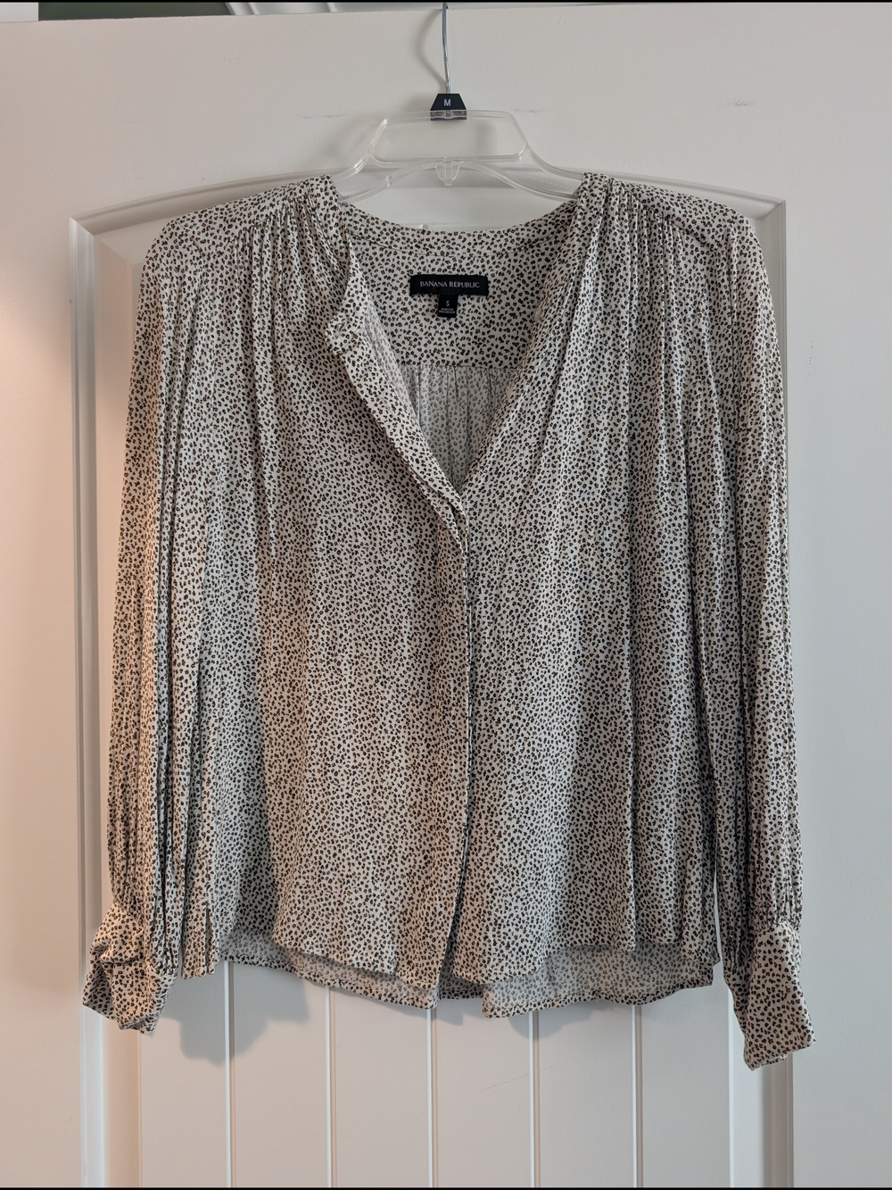 Banana Republic Cream Blouse with Leopard Print